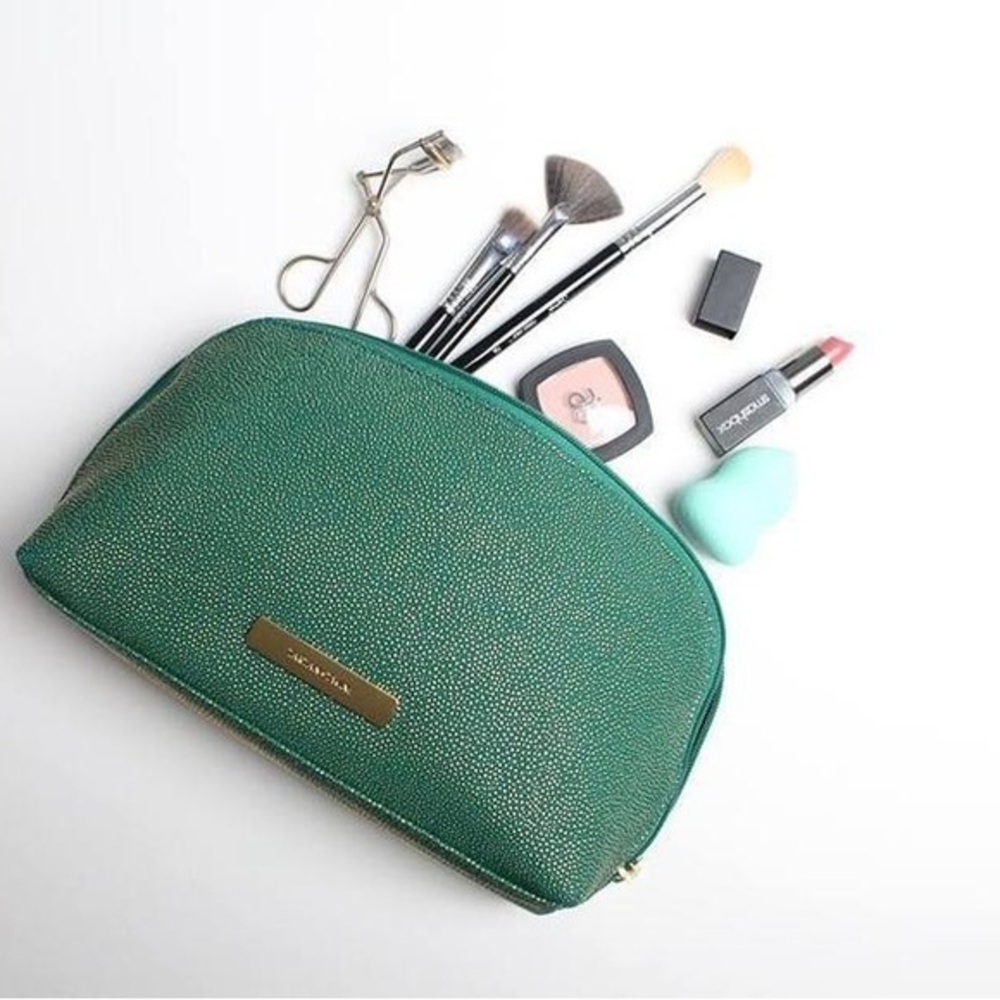 Tartan and Twine green and gold makeup bag
